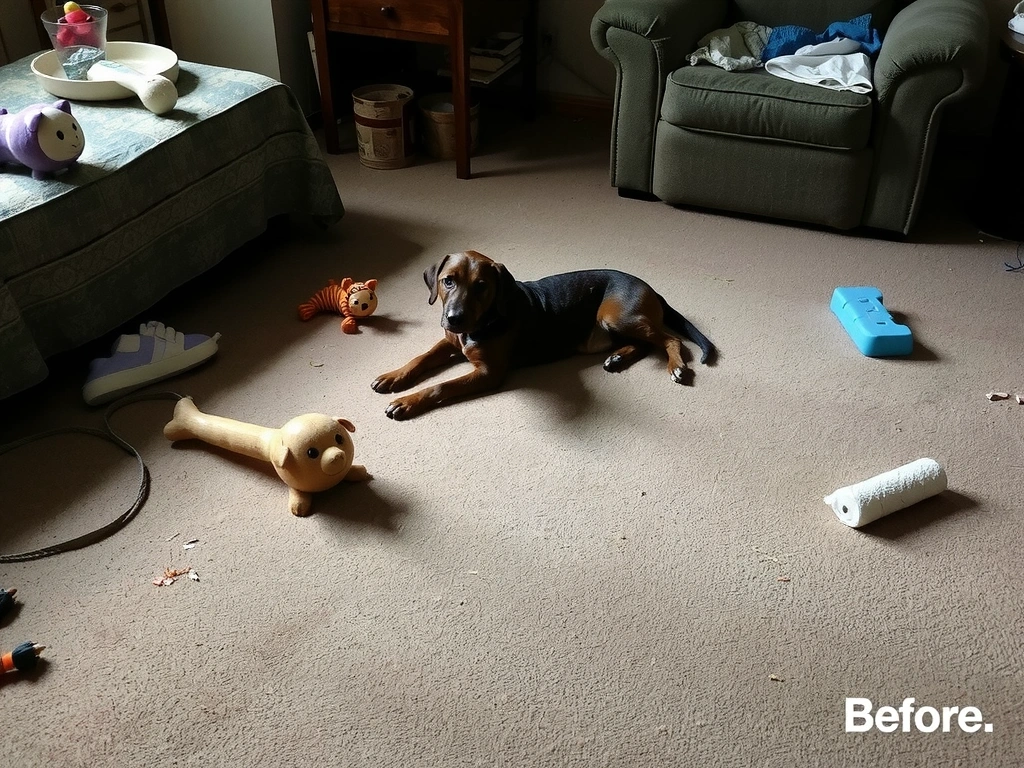 Before: Dusty living room