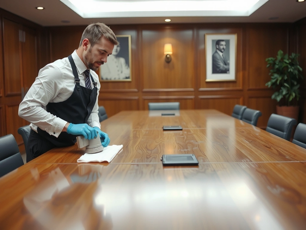 Team member polishing furniture