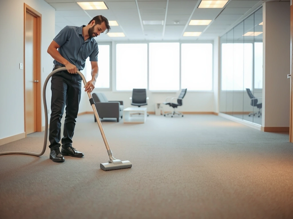 Team member vacuuming office