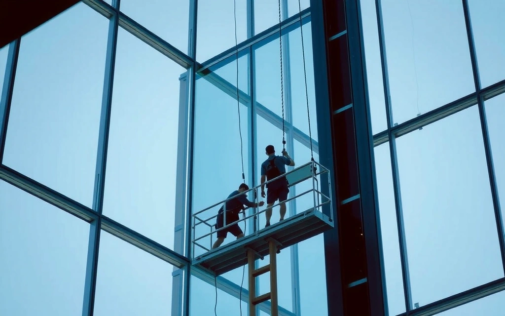 High-rise window washing on a skyscraper